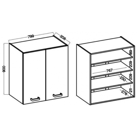 Szafka wisząca 80x90 cm kaszmir + biały CAROL 80 G-90 2F
